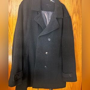 Calvin Klein Men’s XL Black Woolblend Double Breasted Overcoat